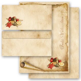 ALTES WEIHNACHTSPAPIER Motivpapier und Briefumschläge im Set 40-tlg. Set - 20 Blatt & 20 Briefumschläge ohne Fenster (Variante A)