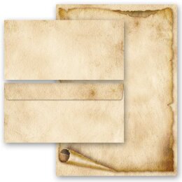 200-tlg. Motiv-Briefpapier-Set ALTE PAPIERROLLE (Variante A)