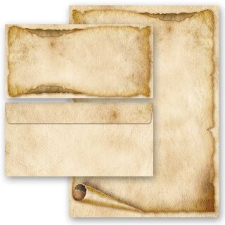100-tlg. Motiv-Briefpapier-Set ALTE PAPIERROLLE (Variante B)