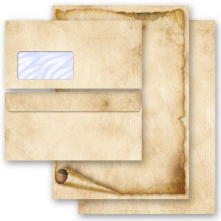 ALTE PAPIERROLLE Motivpapier und Briefumschläge im Set 40-tlg. Set - 20 Blatt & 20 Briefumschläge mit Fenster (Variante A)