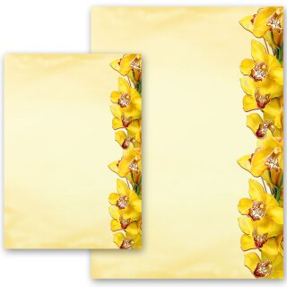 Briefpapier Blumenmotiv GELBE ORCHIDEEN
