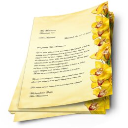 Briefpapier GELBE ORCHIDEEN - DIN A4 Format 20 Blatt