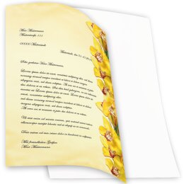 Briefpapier GELBE ORCHIDEEN - DIN A4 Format 50 Blatt