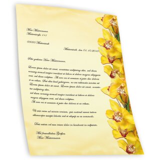 Briefpapier GELBE ORCHIDEEN - DIN A4 Format 250 Blatt