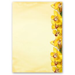Briefpapier GELBE ORCHIDEEN - DIN A5 Format 100 Blatt Blumen & Blüten, Blumenmotiv, Paper-Media