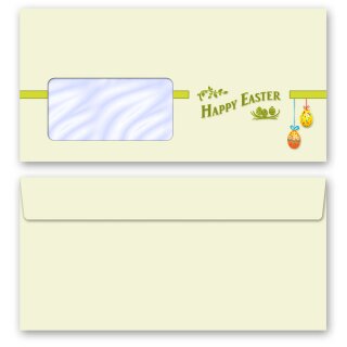 Motiv-Briefumschläge Ostern, HAPPY EASTER 50 Briefumschläge (mit Fenster) - DIN LANG (220x110 mm) | selbstklebend | Online bestellen! | Paper-Media