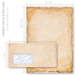 Briefpapier Set VINTAGE - 100-tlg. DL (mit Fenster)