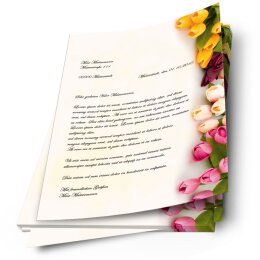 Briefpapier BUNTE TULPEN - DIN A4 Format 250 Blatt