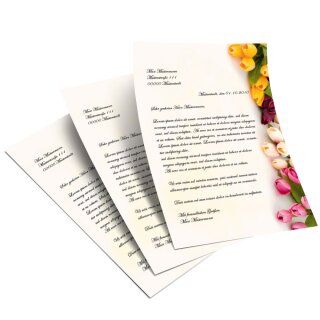Briefpapier BUNTE TULPEN - DIN A5 Format 50 Blatt