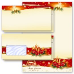 20 passende Briefumschläge DIN LANG ohne Fenster Motivpapier Weihnachten 40-tlg Set BESINNLICHE WEIHNACHT 20 Blatt Briefpapier 