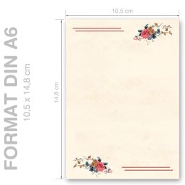 BLUMENPOST Briefpapier Blumenmotiv CLASSIC 100 Blatt Briefpapier, DIN A6 (105x148 mm) Hoch, A6C-659-100