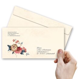 BLUMENPOST Briefumschläge Blumenmotiv CLASSIC 10 Briefumschläge (ohne Fenster), DIN LANG (220x110 mm), DLOF-8344-10