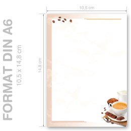 KAFFEE MIT MILCH Briefpapier Geburtstag CLASSIC 100 Blatt Briefpapier, DIN A6 (105x148 mm) Hoch, A6C-660-100