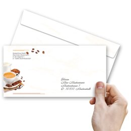 KAFFEE MIT MILCH Briefumschläge Einladung CLASSIC 10 Briefumschläge, 10 Briefumschläge (ohne Fenster), DIN LANG (220x110 mm), DLOF-8345-10