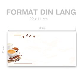 Briefumschläge KAFFEE MIT MILCH - 10 Stück DIN LANG (ohne Fenster)