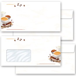 Briefumschläge KAFFEE MIT MILCH - 10 Stück DIN LANG (ohne Fenster)