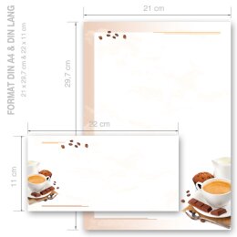 Briefpapier Set KAFFEE MIT MILCH - 200-tlg. DL (ohne Fenster)