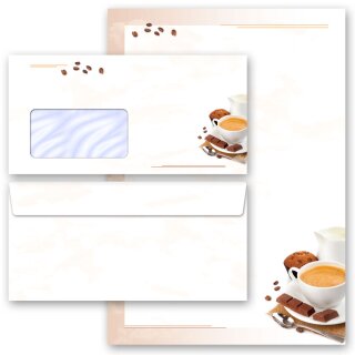 Briefpapier Set KAFFEE MIT MILCH - 200-tlg. DL (mit Fenster) Essen & Trinken, Einladung, Paper-Media