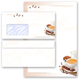 Briefpapier Set KAFFEE MIT MILCH - 200-tlg. DL (mit Fenster) Essen & Trinken, Einladung, Paper-Media