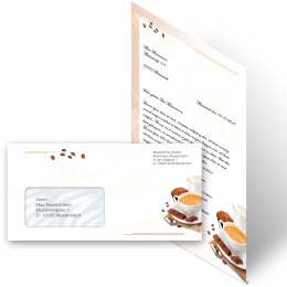 Briefpapier Set KAFFEE MIT MILCH - 200-tlg. DL (mit Fenster)