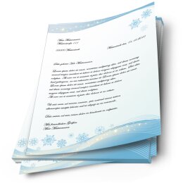 Briefpapier SCHNEEFLOCKEN - DIN A4 Format 20 Blatt