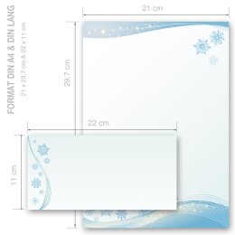 Briefpapier Set SCHNEEFLOCKEN - 200-tlg. DL (ohne Fenster)