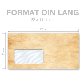 Briefumschläge PERGAMENT - 10 Stück DIN LANG (mit Fenster)