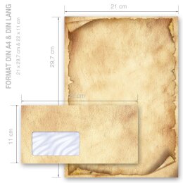 Briefpapier Set ANTIK - 40-tlg. DL (mit Fenster)