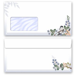 Briefumschläge FRÜHLINGSZWEIGE - 10 Stück DIN LANG (mit Fenster) Tierwelt, Jahreszeiten - Frühling, Frühlingsmotiv, Paper-Media