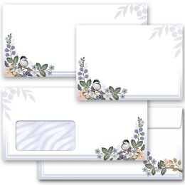 Briefumschläge FRÜHLINGSZWEIGE - 10 Stück DIN LANG (mit Fenster)
