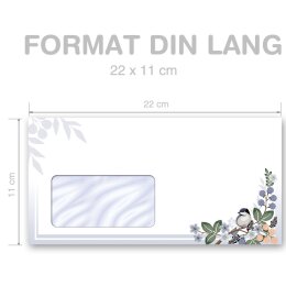 Briefumschläge FRÜHLINGSZWEIGE - 50 Stück DIN LANG (mit Fenster)