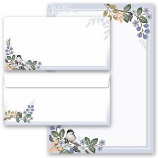 Briefpapier Set FRÜHLINGSZWEIGE - 20-tlg. DL (ohne Fenster) Tierwelt, Jahreszeiten - Frühling, Frühlingsmotiv, Paper-Media