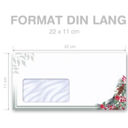 Briefumschläge WINTERZWEIGE - 10 Stück DIN LANG (mit Fenster)