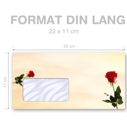 BACCARA ROSEN Briefumschläge Blumenmotiv CLASSIC 50 Briefumschläge (mit Fenster), DIN LANG (220x110 mm), DLMF-8205-50