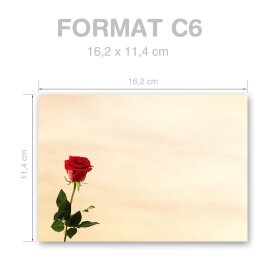 Briefumschläge Blumen & Blüten, Liebe & Hochzeit, BACCARA ROSEN 10 Briefumschläge - DIN C6 (162x114 mm) | selbstklebend | Online bestellen! | Paper-Media
