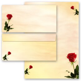 Briefpapier Set BACCARA ROSEN - 40-tlg. DL (ohne Fenster) Blumen & Blüten, Liebe & Hochzeit, Rosenmotiv, Paper-Media