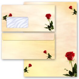 Briefpapier Set BACCARA ROSEN - 40-tlg. DL (mit Fenster) Blumen & Blüten, Liebe & Hochzeit, Blumenmotiv, Paper-Media
