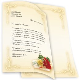 BLUMENBUKETT Briefpapier Blumenmotiv ELEGANT 20 Blatt Briefpapier, DIN A4 (210x297 mm), A4E-4001-20