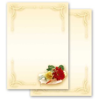 BLUMENBUKETT Briefpapier Blumenmotiv ELEGANT 100 Blatt Briefpapier, DIN A4 (210x297 mm), A4E-4001-100
