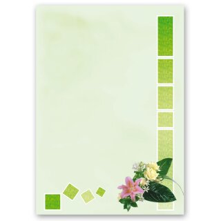 Briefpapier BLUMENGRÜSSE - DIN A4 Format 50 Blatt Blumen & Blüten, Blumenmotiv, Paper-Media