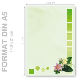 BLUMENGRÜSSE Briefpapier Blumenmotiv CLASSIC 100 Blatt Briefpapier, DIN A5 (148x210 mm), A5C-058-100