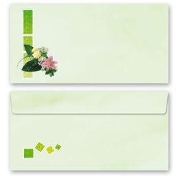 Briefumschläge BLUMENGRÜSSE - 50 Stück DIN LANG (ohne Fenster) Blumen & Blüten, Blumenmotiv, Paper-Media