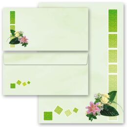 Briefpapier Set BLUMENGRÜSSE - 100-tlg. DL (ohne Fenster) Blumen & Blüten, Briefpapier mit Umschlag, Paper-Media