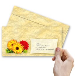 Briefumschläge GERBERA - 10 Stück DIN LANG (ohne Fenster)