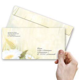 MARGERITEN Briefumschläge Blumenmotiv CLASSIC 10 Briefumschläge (ohne Fenster), DIN LANG (220x110 mm), DLOF-8330-10