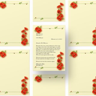 Briefpapier Blumenmotiv MOHNBLUMEN
