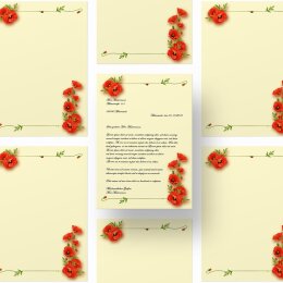 Briefpapier MOHNBLUMEN - DIN A4 Format 100 Blatt