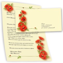 Motiv-Briefpapier-Sets Briefpapier mit Umschlag MOHNBLUMEN