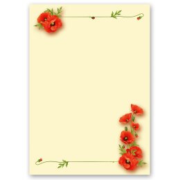 Briefpapier Set MOHNBLUMEN - 40-tlg. DL (ohne Fenster)
