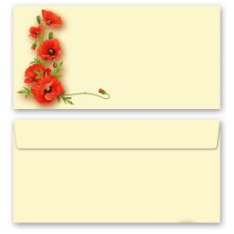Briefpapier Set MOHNBLUMEN - 40-tlg. DL (ohne Fenster)